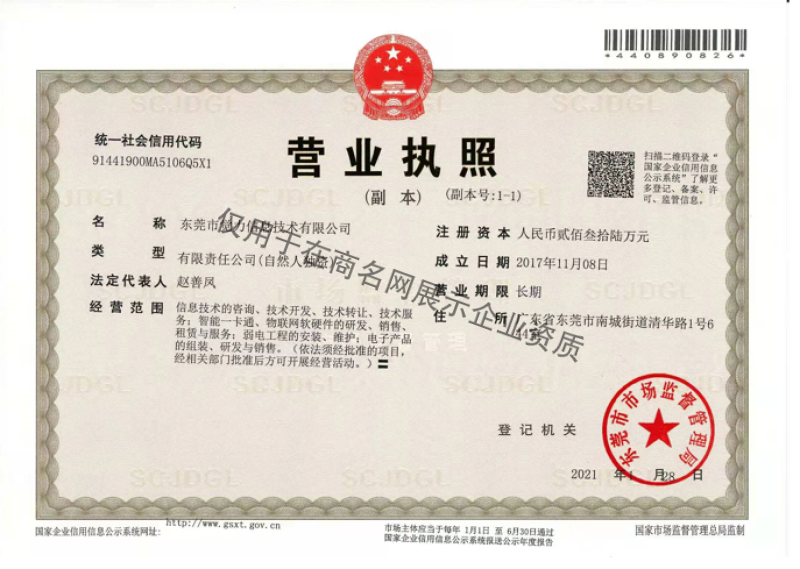 东莞市觉力信息技术有限公司企业证书