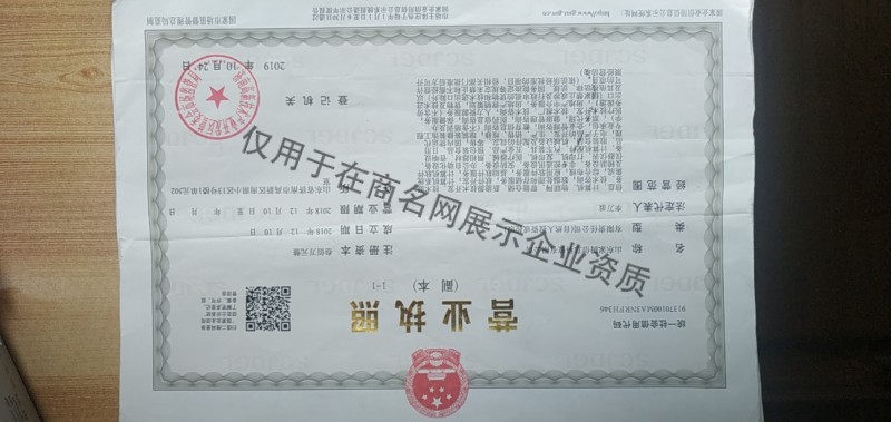 山东家腾信息科技有限公司企业证书